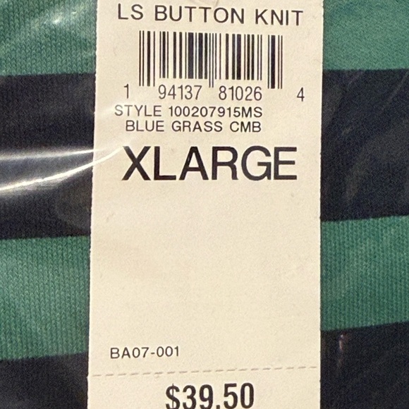 Style & Co. Long Sleeve Striped Button Trim Knit Top Tee Blue Grass NWT XL - Picture 7 of 9